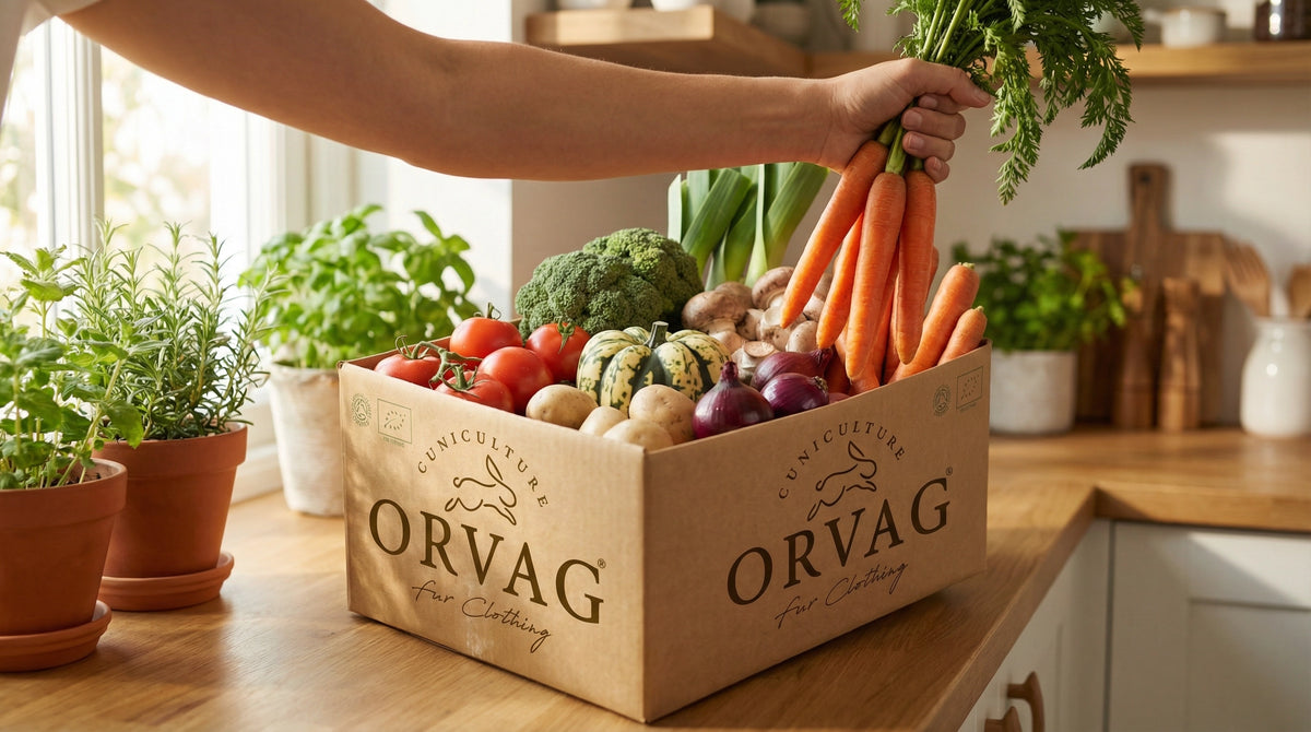 Caja Orvag con verduras recién recibida en casa